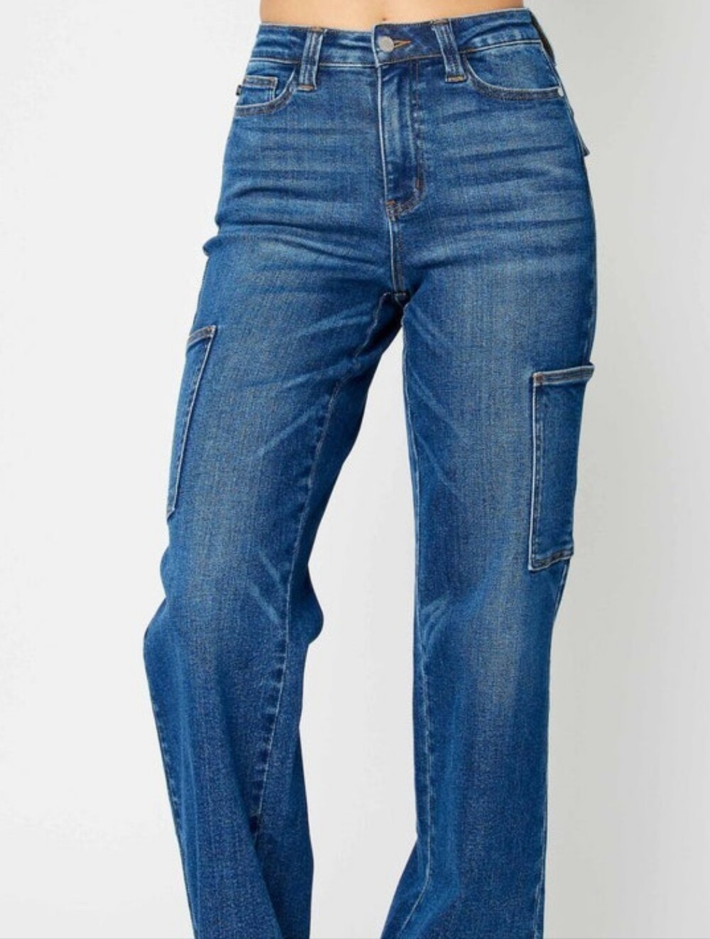 Judy Blue Medium Blue Straight Leg Cargo Jeans